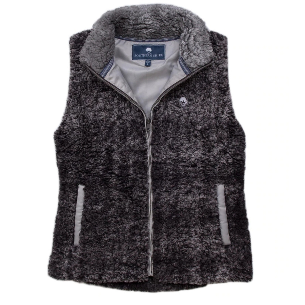 Southern Shirt Dark Heathered Gray‎ Sherpa  Women Vest Size S